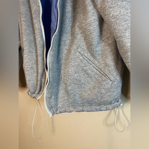 Reversible Blue and Heather Gray Windbreaker Jacket Size M Women Men Kids Teens - Picture 5 of 7